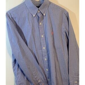 Ralph Lauren Men's Size M Blue Check Cotton Long Sleeve Casual Shirt